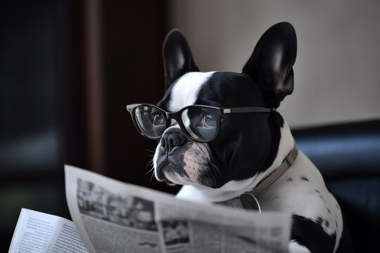 Smart Dog Reading Newspaper - Created with Generative AI Tools