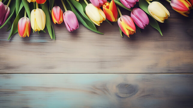 simple design with culip blossom flowers on vintage wooden background