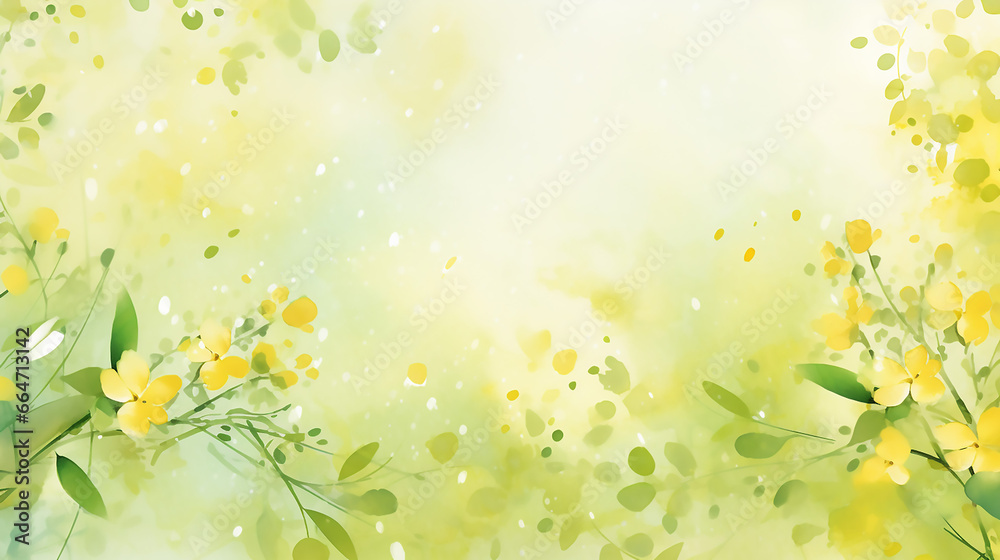 Canvas Prints spring background with yellow and green watercolor background