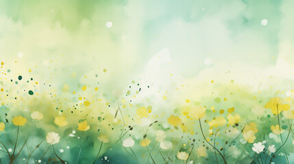 beautiful yellow and green watercolor background for spring background