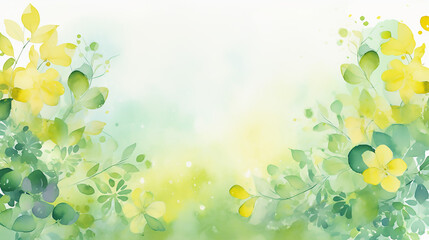 Fototapeta na wymiar beautiful spring background with yellow and green watercolor background
