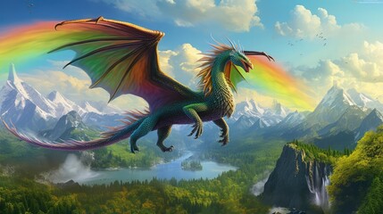Fantasy dragon in a beautiful landscape