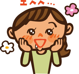 喜ぶ女性のキャラクターイラスト