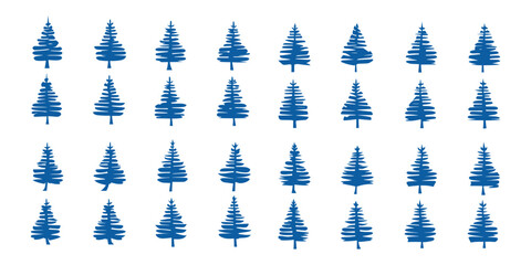 Stylized trees, Christmas tree, isolated on white background, vector design	