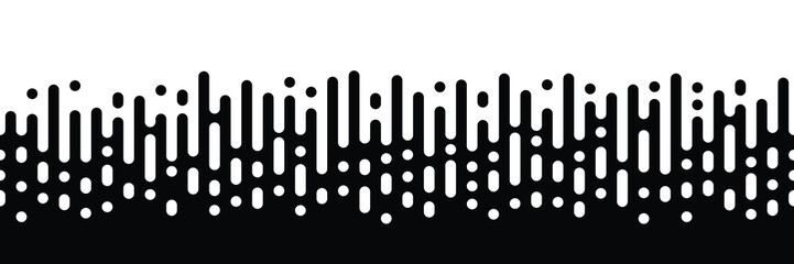 Rounded lines halftone transition, seamless border, isolated on a white background, vector design	