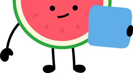 Kawaii watermelon angry illustration