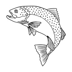 salmon fish line vector illustration