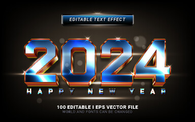 2024 happy new year 3d style text effect