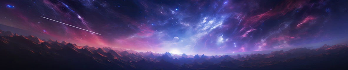 Naklejka na ściany i meble Awe-inspiring celestial scene, where a myriad of stars and planets illuminate the vast.