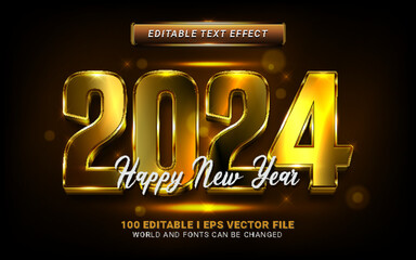 2024 happy new year text effect graphic style