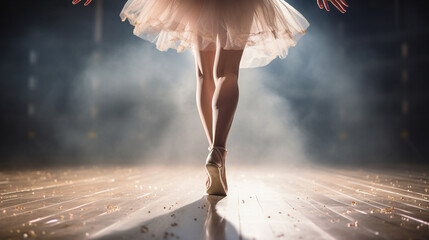 A photo of the ankles of a ballerina doing ballet - obrazy, fototapety, plakaty