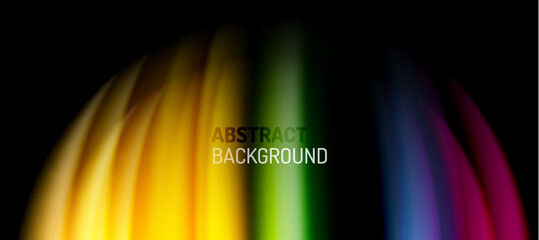 Rainbow color wave lines on black. Techno or business abstract background for posters, covers, banners, brochures, websites