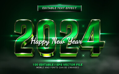 green 2024 happy new year modern text effect