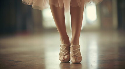 Close-up photo of a ballerina's ankle practicing ballet