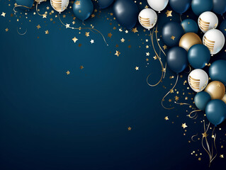Birthday background with some balloon on navy color
