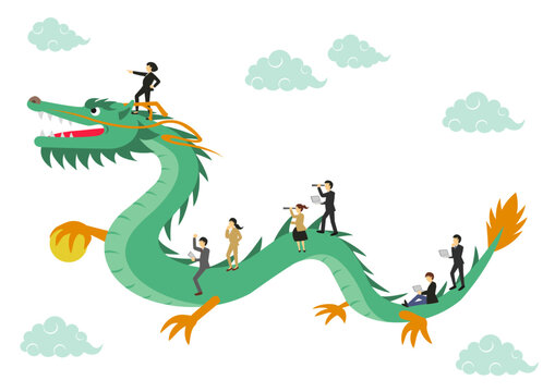 龍に乗る人々のイラスト_ビジネス版_2
