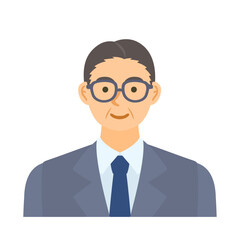 微笑む中年男性会社員。フラットなベクターイラスト。 A smiling middle-aged male office worker. Flat designed vector illustration.