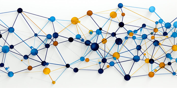 blue and yellow pazzle lines on white background 3d Rendering