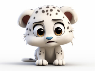 Fototapeta premium A 3D Cartoon Jaguar Sad and Surprised on a Solid Background