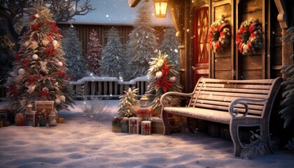 Obraz na płótnie Canvas Cozy country house decorated before Christmas