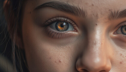 Fototapeta premium A beautiful young woman with brown hair smiling at the camera generated by AI