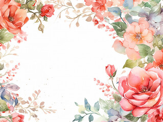 Water color flowers on white background