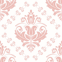 Classic seamless pink pattern. Damask orient ornament. Classic vintage background. Orient ornament for fabric, wallpapers and packaging