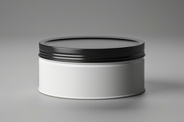 Round white metal tin can for industrial products like glue, oil, wax, gel, chemical, or medical items. 3D illustration. Generative AI