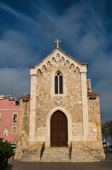 Fototapeta premium Church of San Pedro in the maritime district of Tarragona, Spain. A church for fishermen.