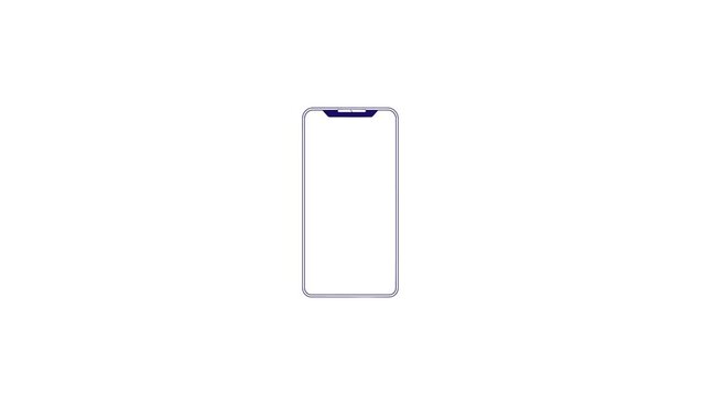A black phone rotate show black arrow on white background concept .