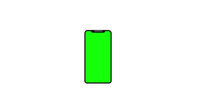 A black phone rotate show black arrow on white background concept .