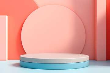 3d Stand podium wall scene pastel color background 