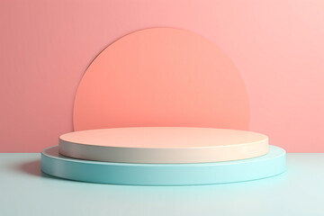 3d Render Stand podium wall scene pastel color background 