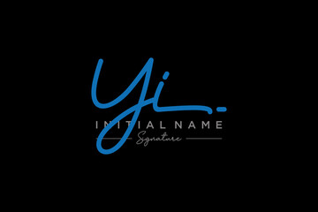 Initial YI signature logo template vector. Hand drawn Calligraphy lettering Vector illustration.