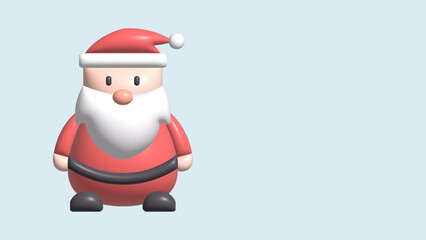 Cute Cartoon Santa Claus. Christmas Holidays 3d rendering illustration.