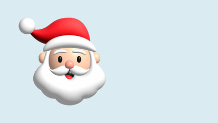 Cute Cartoon Santa Claus. Christmas Holidays 3d rendering illustration.