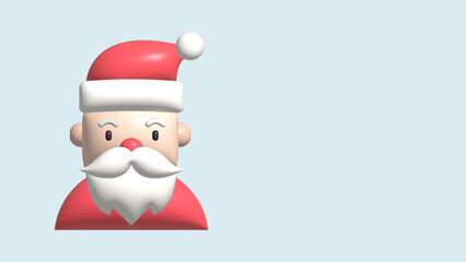 Cute Cartoon Santa Claus. Christmas Holidays 3d rendering illustration.