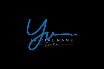 Fototapeta na wymiar Initial YV signature logo template vector. Hand drawn Calligraphy lettering Vector illustration.