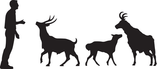 A man with a deer silhouette vector illustration