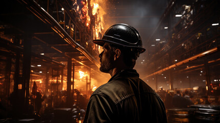 An industrial worker, man at his workplace in havy industry workshop