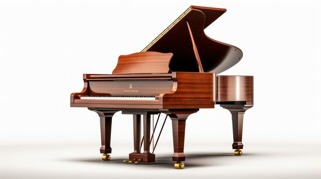 Luxury classical grand piano, classic jazz music equipment in white background.