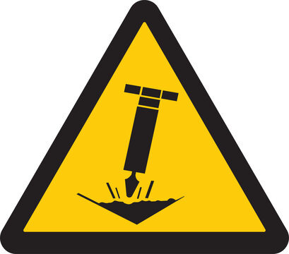 Uso De Perforadora Para Construcción, Proyección De Particulas, Precaución, Señal, Simbolo, Use Of Construction Drilling Machine, Particle Spraying, Caution, Sign, Symbol