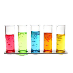 Test Tube with color liquids on PNG transparent background