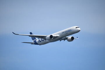 Incredible flying performance by Airbus A350-1000 aircraft during the Singapore Airshow on February...