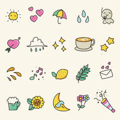 Vector set of hand drawn doodle summer elements for your design
