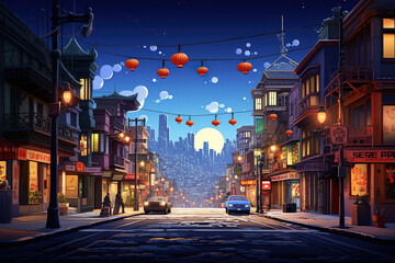 Fototapeta na wymiar Joyful illustration poster design celebrating of Chinese New Year