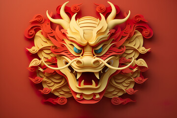 Chinese Lunar Year of the Dragon Chinese style paper cut poster design