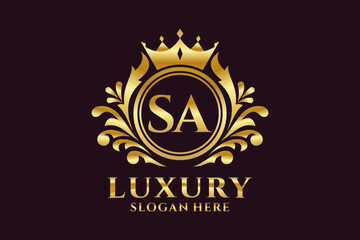 Initial SA Letter Royal Luxury Logo template in vector art for luxurious branding projects and other vector illustration.