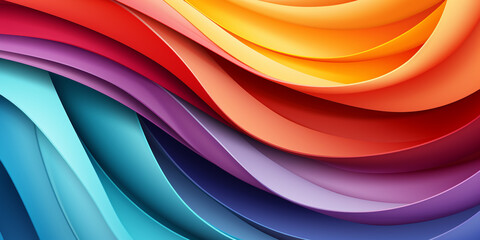 Rainbow lines on white background, 3d Rendering