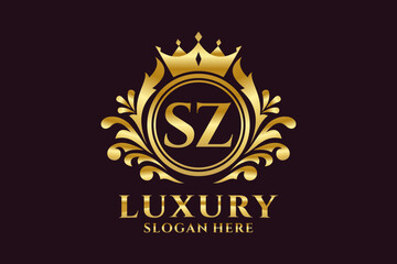 Initial SZ Letter Royal Luxury Logo template in vector art for luxurious branding projects and other vector illustration.